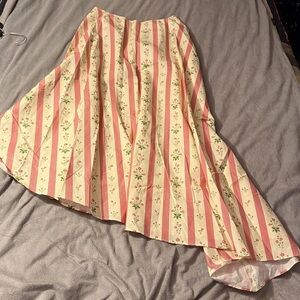 WeWoreWhat Pink and Cream Floral Asymmetrical Midi Skirt